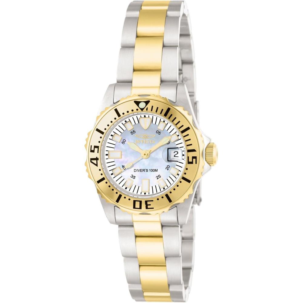 image:imageInvicta Womens 6895 ProDiver Stainless Steel 18k Yellow Gold Plating and MotherofPearl Bracelet Watch