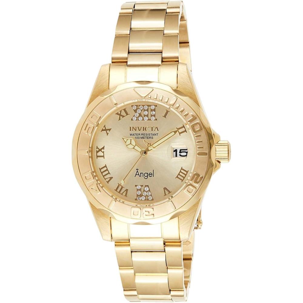 image:imageInvicta Womens Angel Analog Display Quartz Watch StainlessSteel Strap GoldSilver 18 Model 14396 14397GoldTone