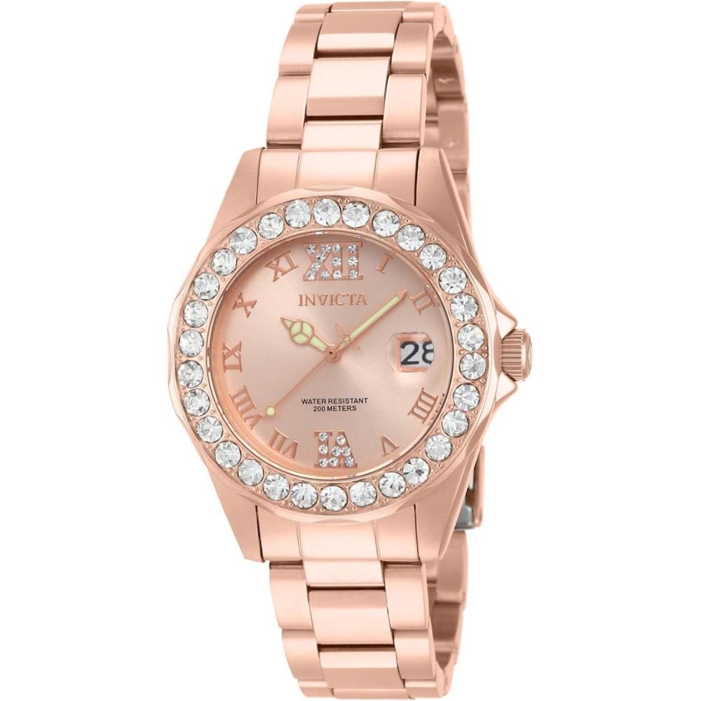 image:imageInvicta Womens Pro Diver Crystal Accented 18k IonPlated Stainless Steel WatchRose Gold