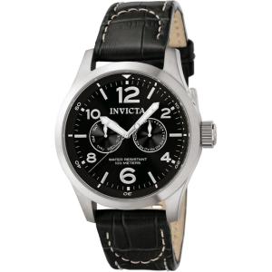 Invicta Men’s 0764 I-Force Stainless Steel Watch with Black Leather Band(0764)