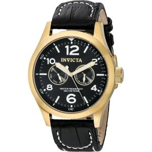 Invicta Men’s 0764 I-Force Stainless Steel Watch with Black Leather Band(10491)