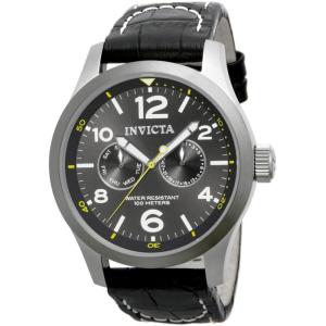 Invicta Men’s 0764 I-Force Stainless Steel Watch with Black Leather Band(14142)