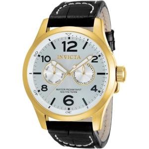 Invicta Men’s 12172 Specialty Military Silver Dial Black Leather Watch