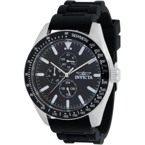 Invicta Men’s 38402 Aviator Silver Black Tone Day/Date 45MM Case 100M WR Tachymeter Watch