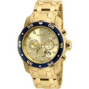 Invicta Mens Pro Diver Scuba Swiss Chronograph Champagne Dial 18k Gold Plated Watch 80068