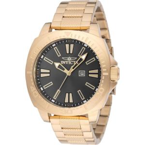 Invicta Speedway Men 46mm Stainless Steel Gold Charcoal dial PC22 Quartz
