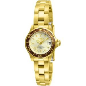 Invicta Women’s 12527 “Pro-Diver” 18k Gold Ion-Plated Stainless Steel and Champagne Dial Bracelet Watch