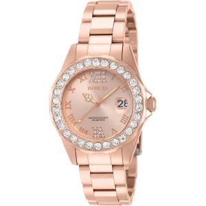 Invicta Women’s Pro Diver Crystal Accented 18k Ion-Plated Stainless Steel Watch(Rose Gold)