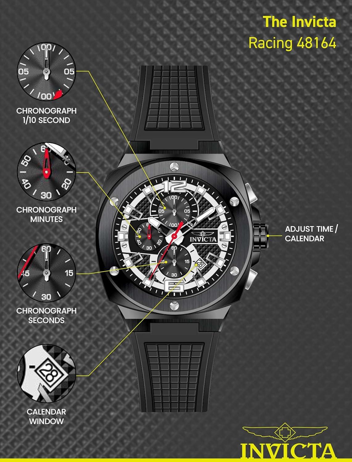 image:imageInvicta Invicta Racing Men 47mm Stainless Steel Black Steel Black dial VD57 Quartz