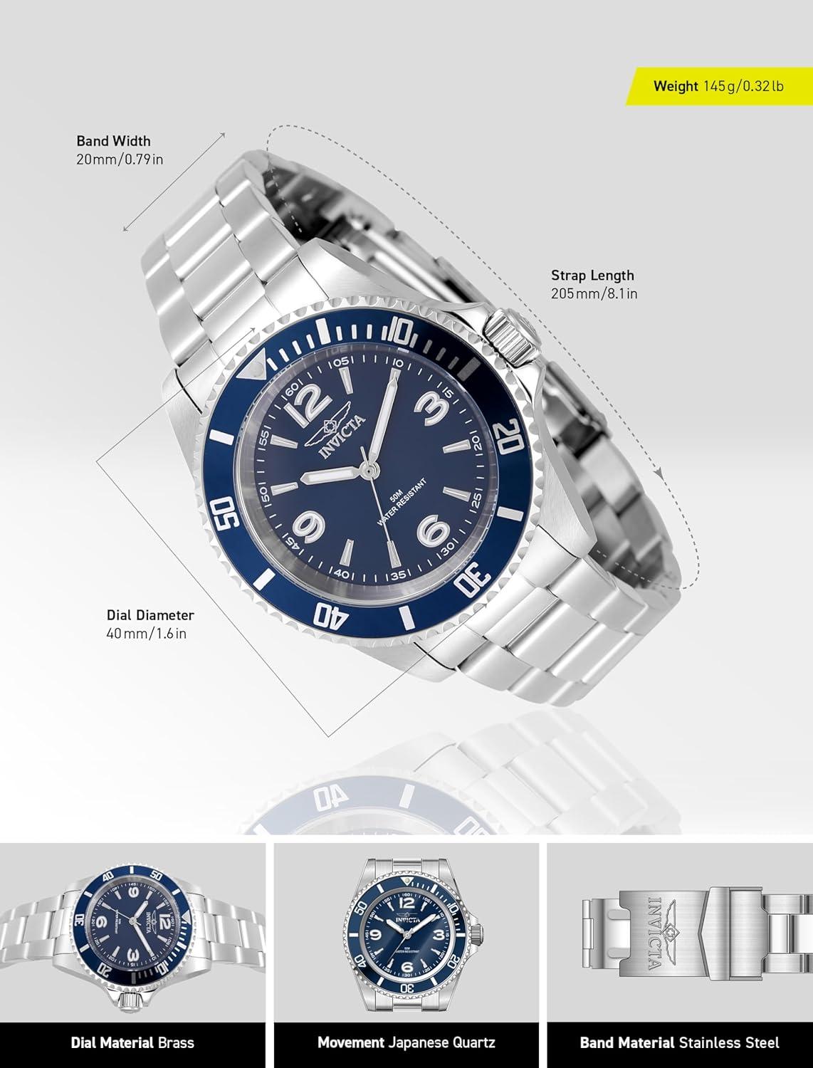 image:imageInvicta Mens Watch Stainless Steel 40mmBlue