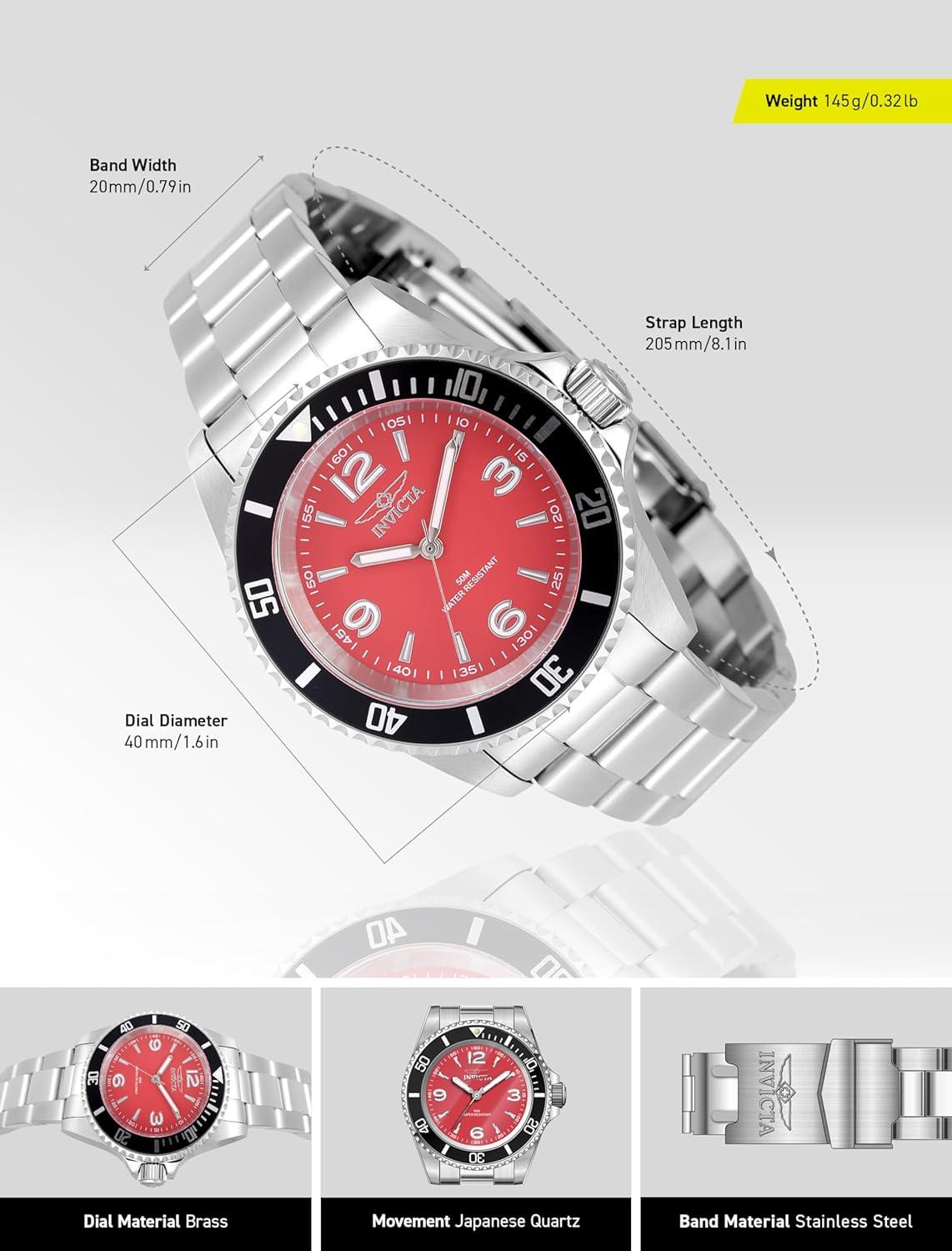 image:imageInvicta Mens Watch Stainless Steel 40mmRed