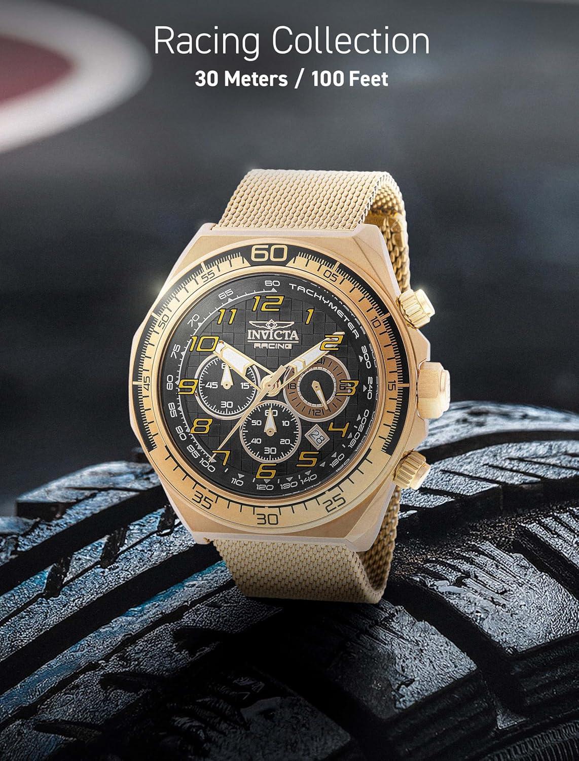 image:imageInvicta Racing Men 5000mm Stainless Steel Aluminum Gold Black Black dial VD53 Quartz