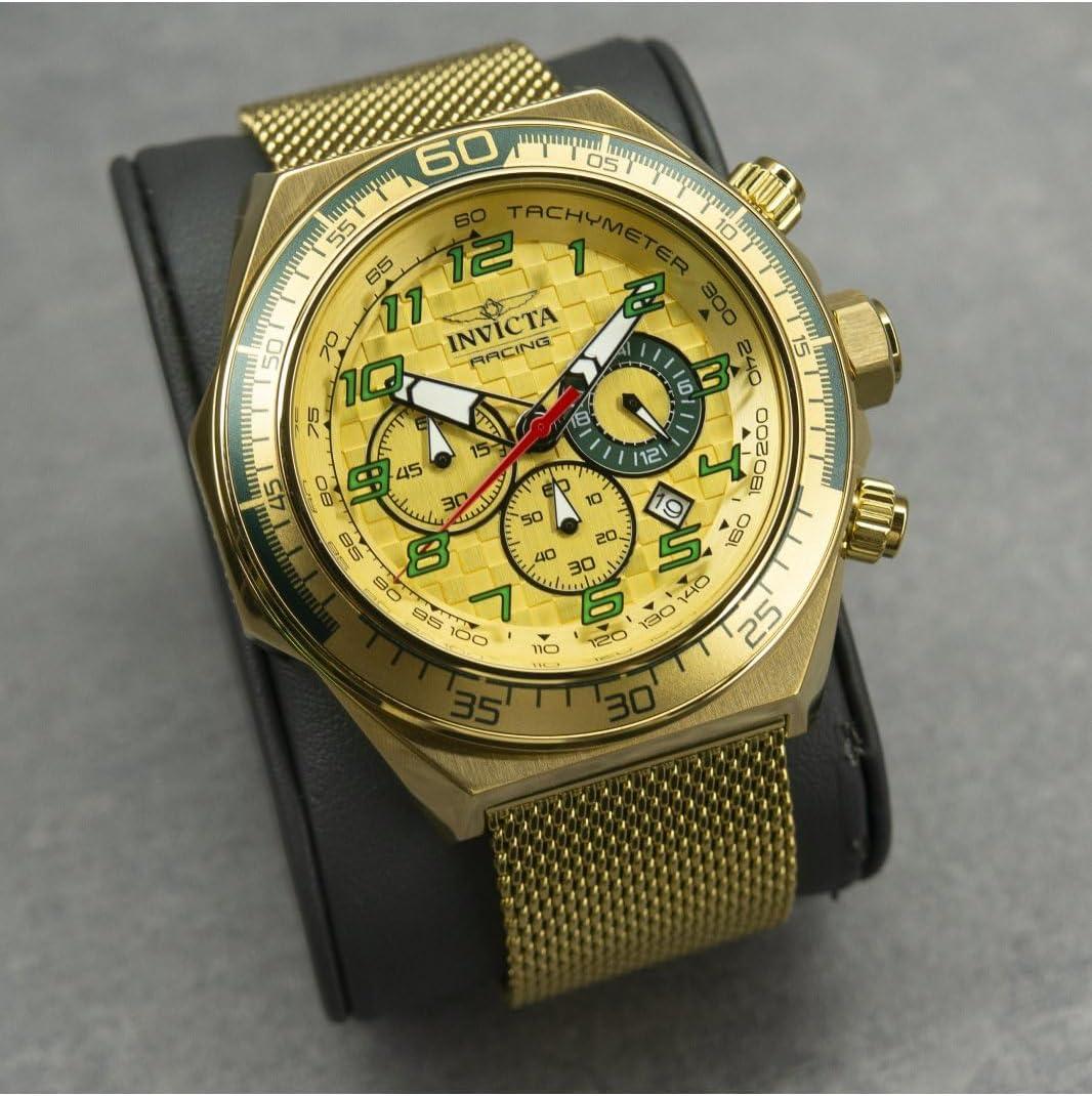 image:imageInvicta Racing Men 5000mm Stainless Steel Aluminum Gold Green Gold dial VD53 Quartz