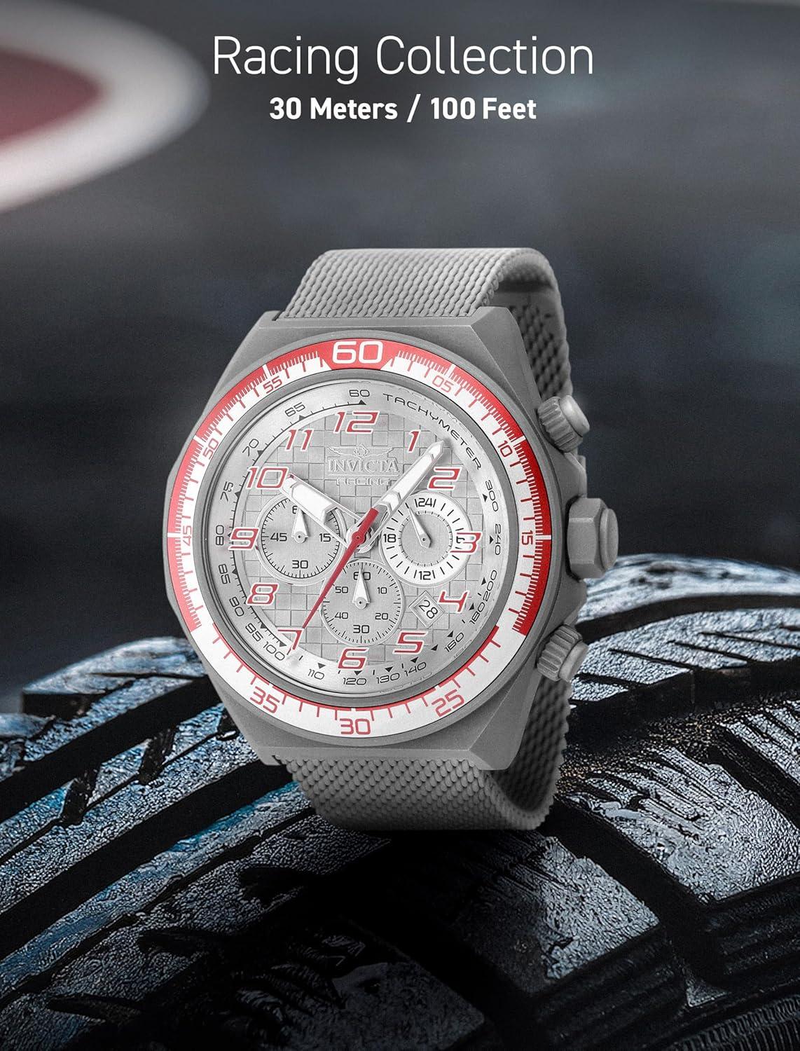 image:imageInvicta Racing Men 5000mm Stainless Steel Aluminum Red Silver Titanium Grey dial VD53