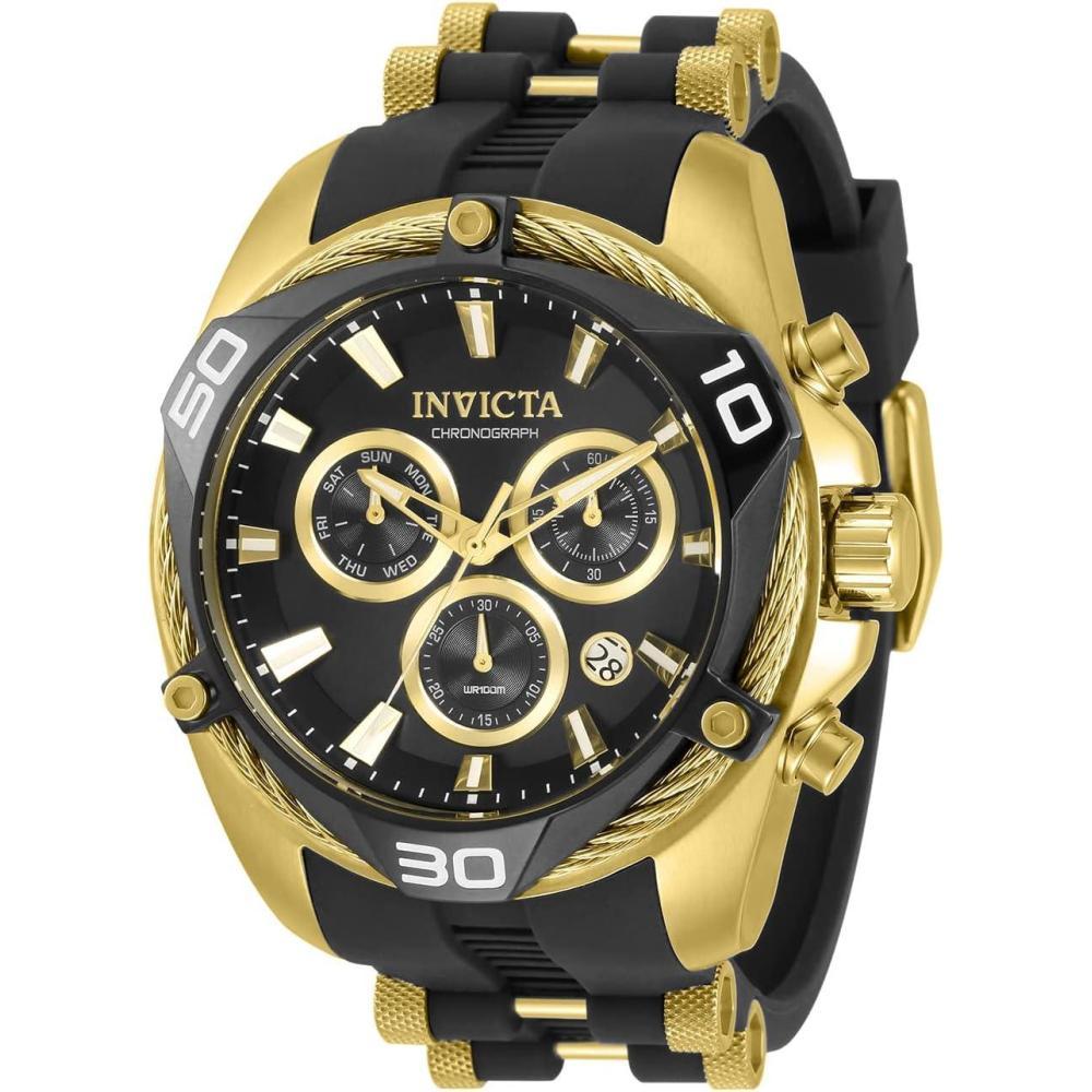 image:imageInvicta Mens Bolt 50mm Stainless Steel Silicone Quartz Watch Gold Model 31315