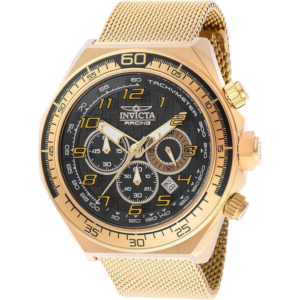 image:imageInvicta Racing Men 5000mm Stainless Steel Aluminum Gold Black Black dial VD53 Quartz