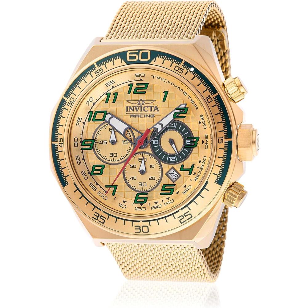 image:imageInvicta Racing Men 5000mm Stainless Steel  Aluminum Gold  Green Gold dial VD53 Quartz