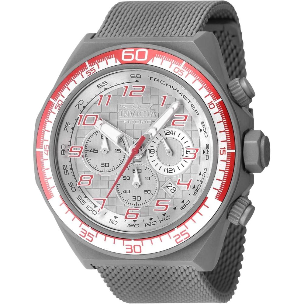 image:imageInvicta Racing Men 5000mm Stainless Steel Aluminum Red Silver Titanium Grey dial VD53