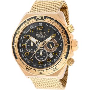 Invicta Racing Men 50.00mm Stainless Steel + Aluminum Gold + Black Black dial VD53 Quartz