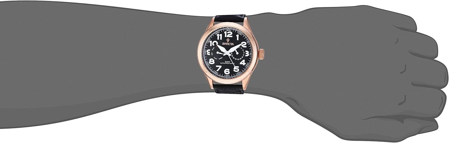 image:imageInvicta Mens 11742 Vintage Master Rose GoldTone Stainless Steel Watch with Black Leather Band