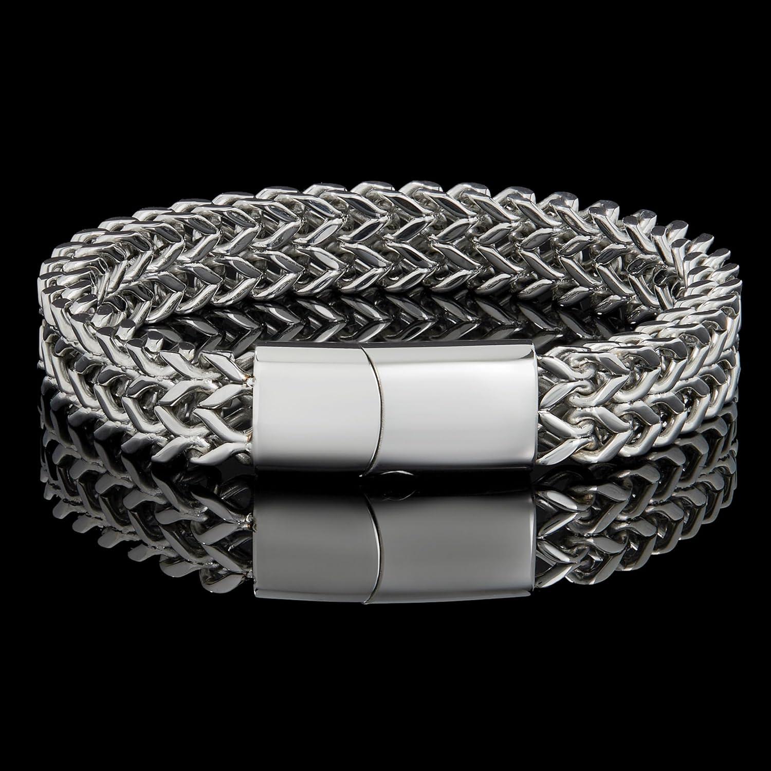 image:imageInvicta Silver Bracelet for Men Stainless Steel Chain Jewelry Polished Double Franco 14mm 875