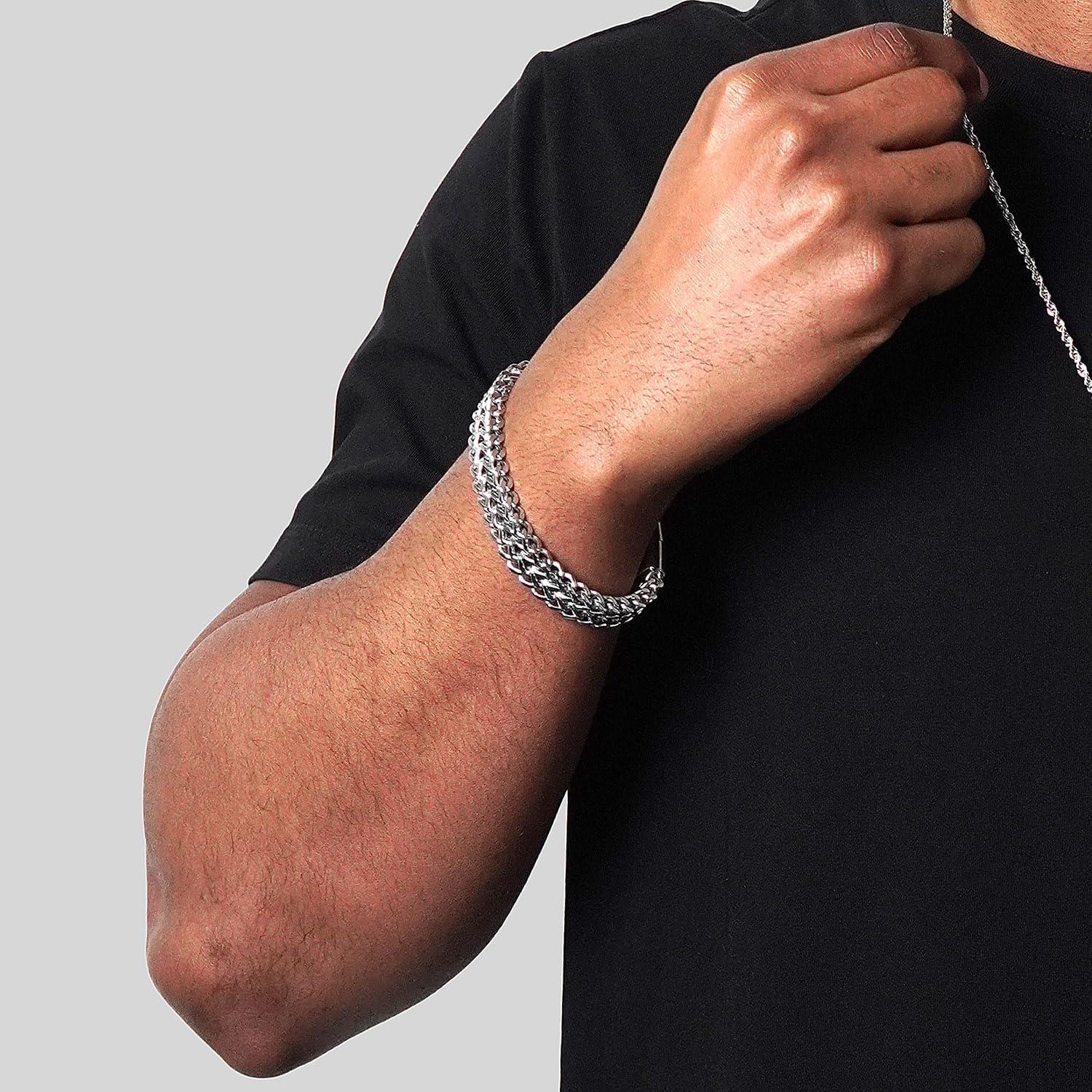 image:imageInvicta Silver Bracelet for Men Stainless Steel Chain Jewelry Polished Double Franco 14mm 875