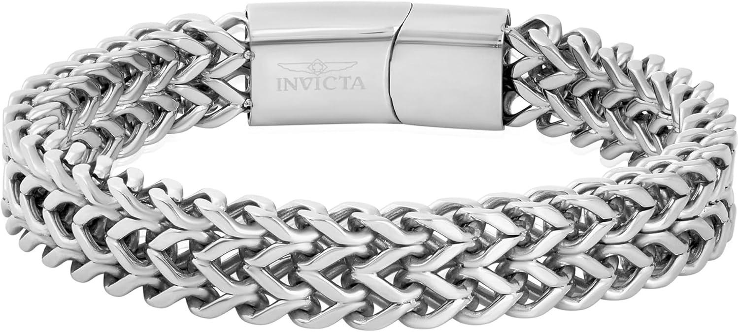 image:imageInvicta Silver Bracelet for Men Stainless Steel Chain Jewelry Polished Double Franco 14mm 875