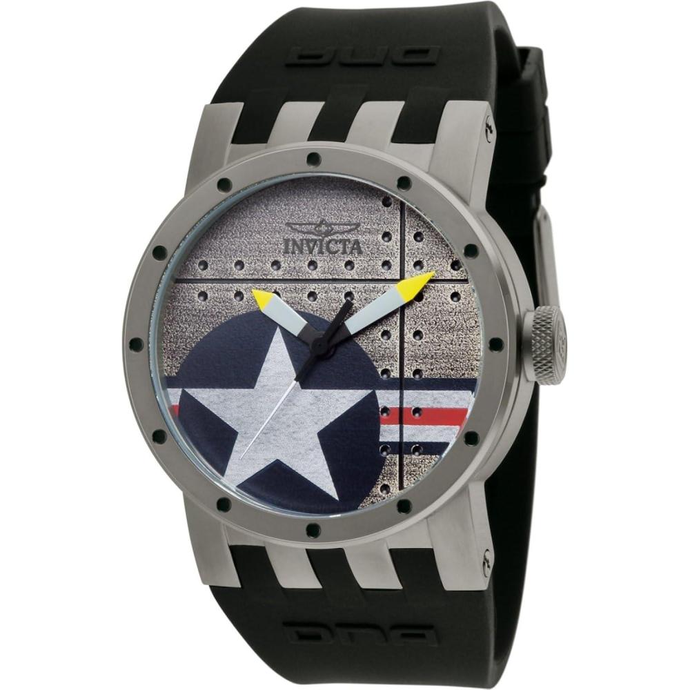 image:imageInvicta Mens 11647 DNA Bomber Silver Dial Black Silicone Watch