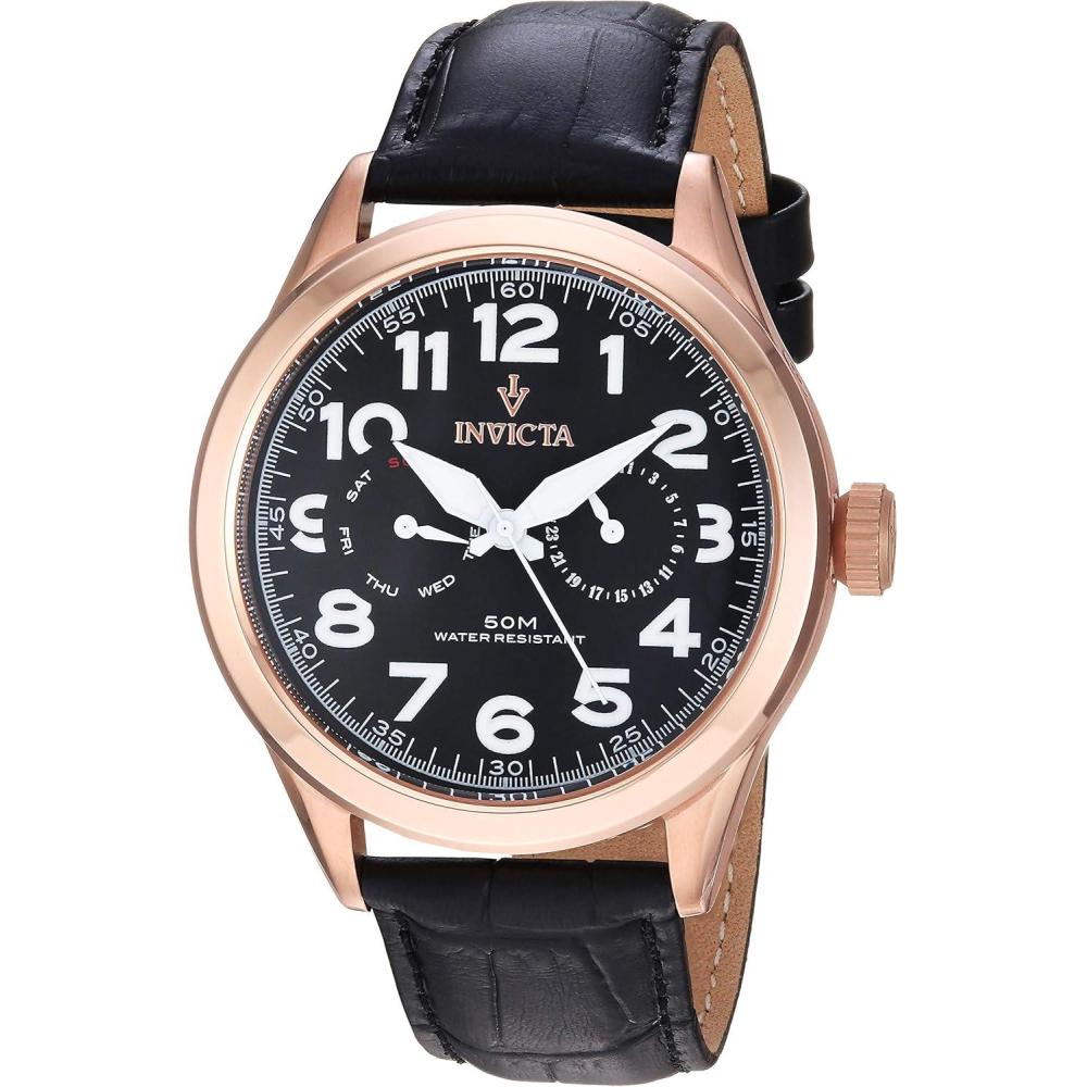 image:imageInvicta Mens 11742 Vintage Master Rose GoldTone Stainless Steel Watch with Black Leather Band