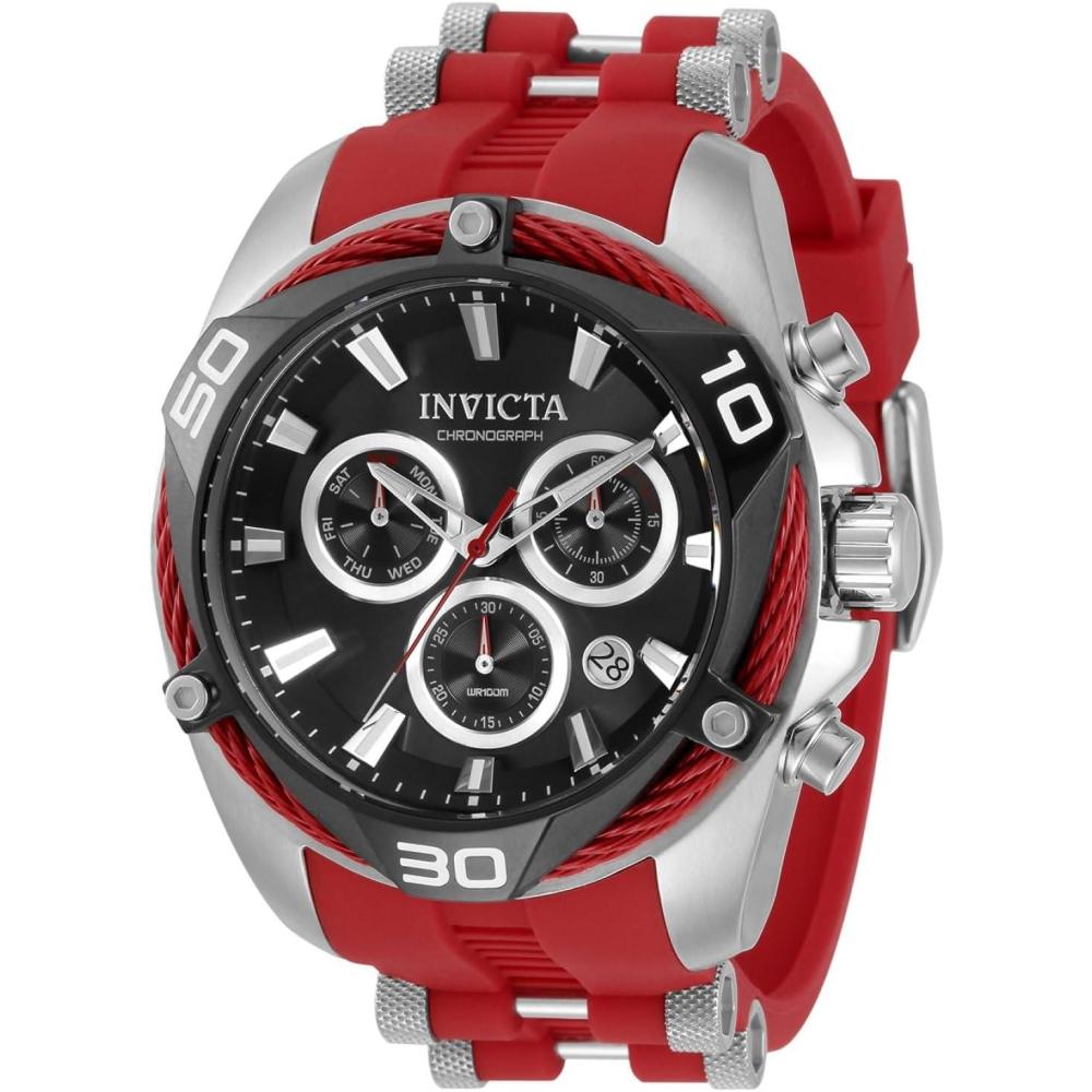 image:imageInvicta Mens Bolt 50mm Stainless Steel Silicone Quartz Chronograph Watch Red Model 31310