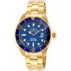 image:imageInvicta Mens 14357 Pro Diver Blue Carbon Fiber Dial 18k Gold IonPlated Stainless Steel Watch