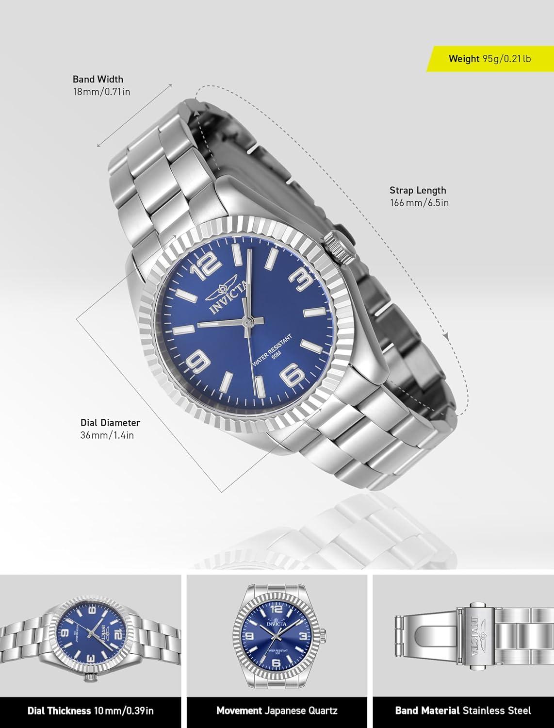 image:imageInvicta Specialty 47466 Womens Watch Waterproof Analogue Quartz Movement Stainless Steel with Blue dial 36mm