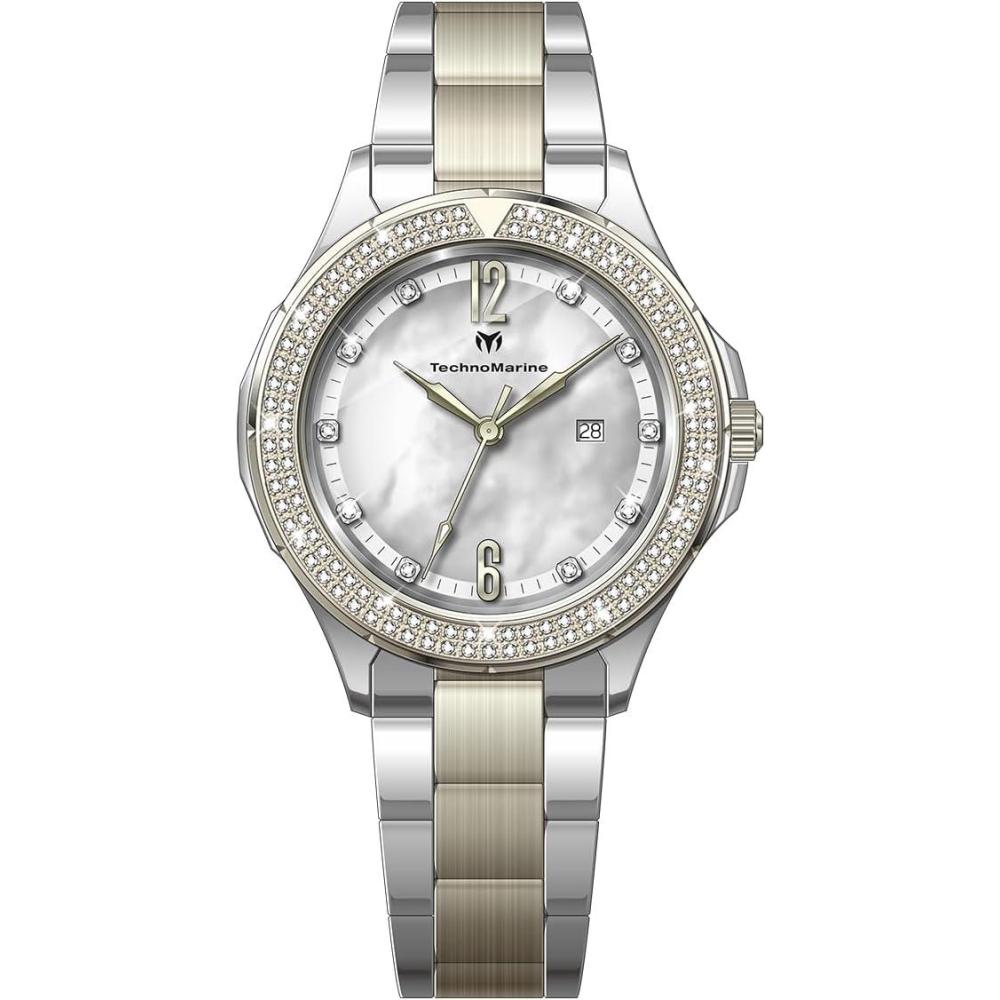 image:imageTechnoMarine Luna Tides Womens Watch wMother of Pearl Dial 33mm Gold Steel TM826011