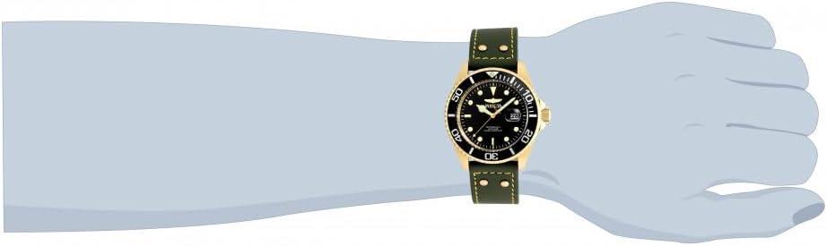 image:imageInvicta Mens Pro Diver Quartz Stainless Steel and Leather Watch ColorGreen Model 22075