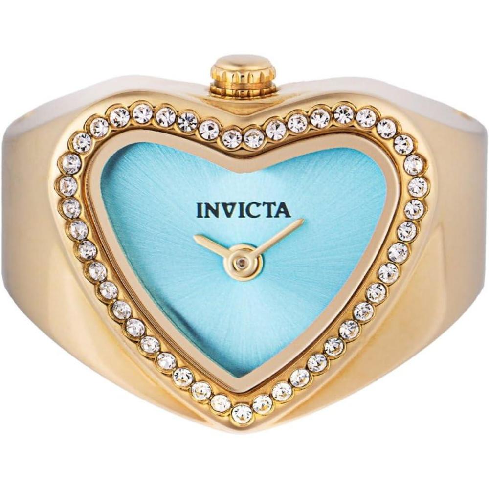 image:imageInvicta Mini Ring Watch Lady 185mm Stainless Steel Gold Light Blue dial VC00 Quartz