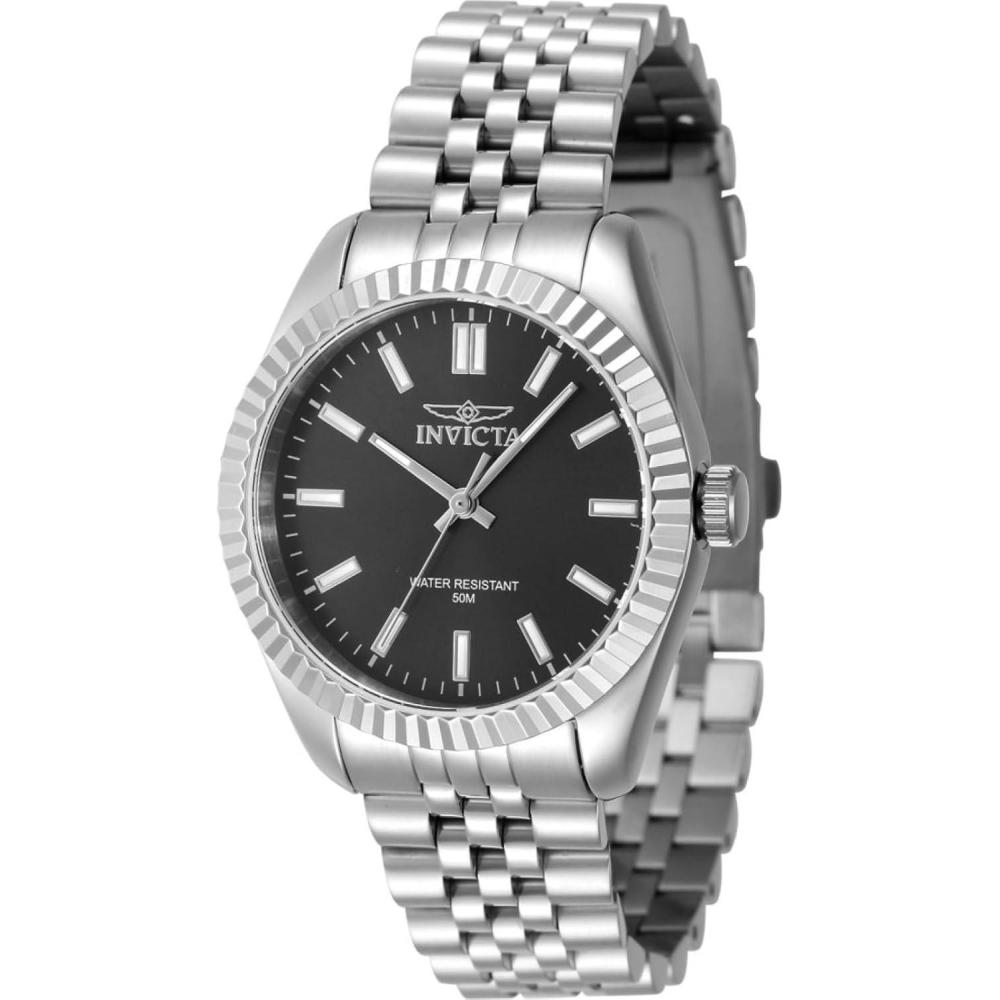 image:imageInvicta Specialty 47494 Womens Watch Waterproof Analogue Quartz Movement Stainless Steel with Black dial 36mm Silver 36 bracelet