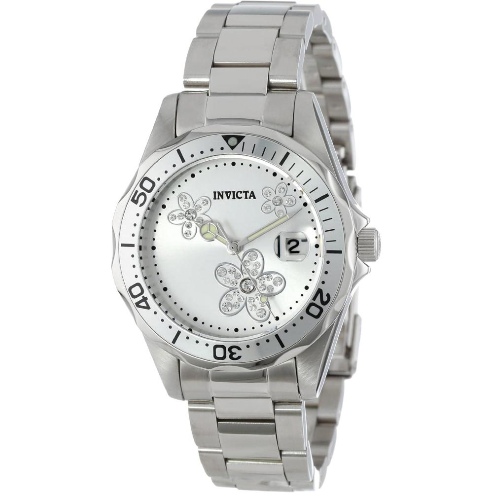 image:imageInvicta Womens 12506 Pro Diver Silver Dial Crystal Accented Stainless Steel Watch