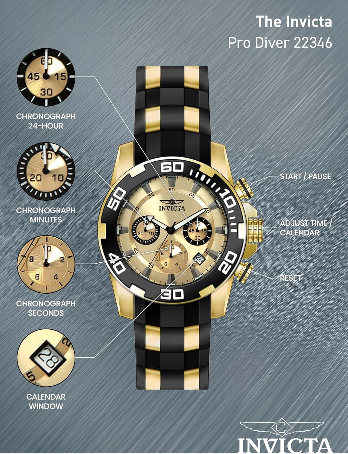 image:imageInvicta Mens 22346 Pro Diver Analog Display Quartz Black Watch