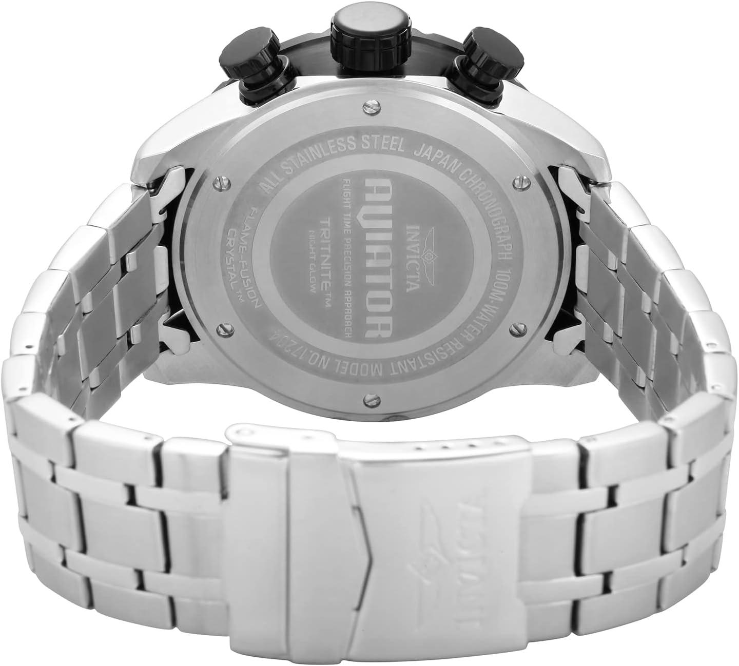 image:imageInvicta Mens Aviator Analog Display Japanese Quartz Silver Watch Gold Black Model 12704 28898 28899silver