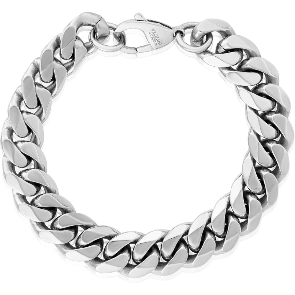 image:imageInvicta Bracelet for Men Stainless Steel Chain Jewelry Thick Polished Curb 14mm 9Silver