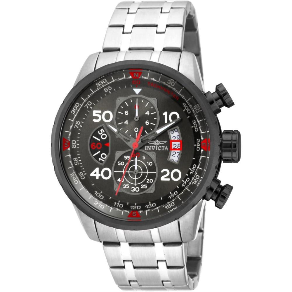 image:imageInvicta Mens Aviator Analog Display Japanese Quartz Silver Watch Gold Black Model 12704 28898 28899silver