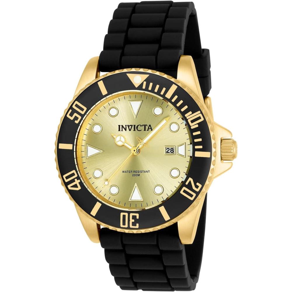 image:imageInvicta Mens Pro Diver Stainless Steel Quartz Watch with Silicone Strap Black 22 Model 9030290302