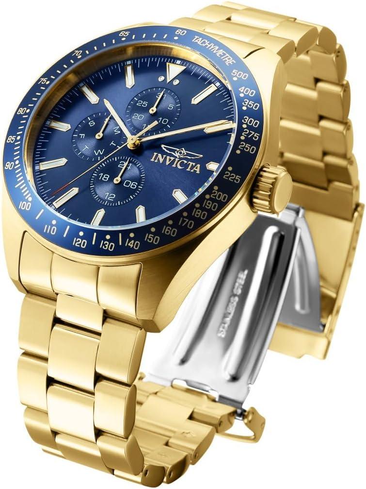 image:imageInvicta Aviator Men 45mm Stainless Steel Gold Blue dial VH67 Quartz