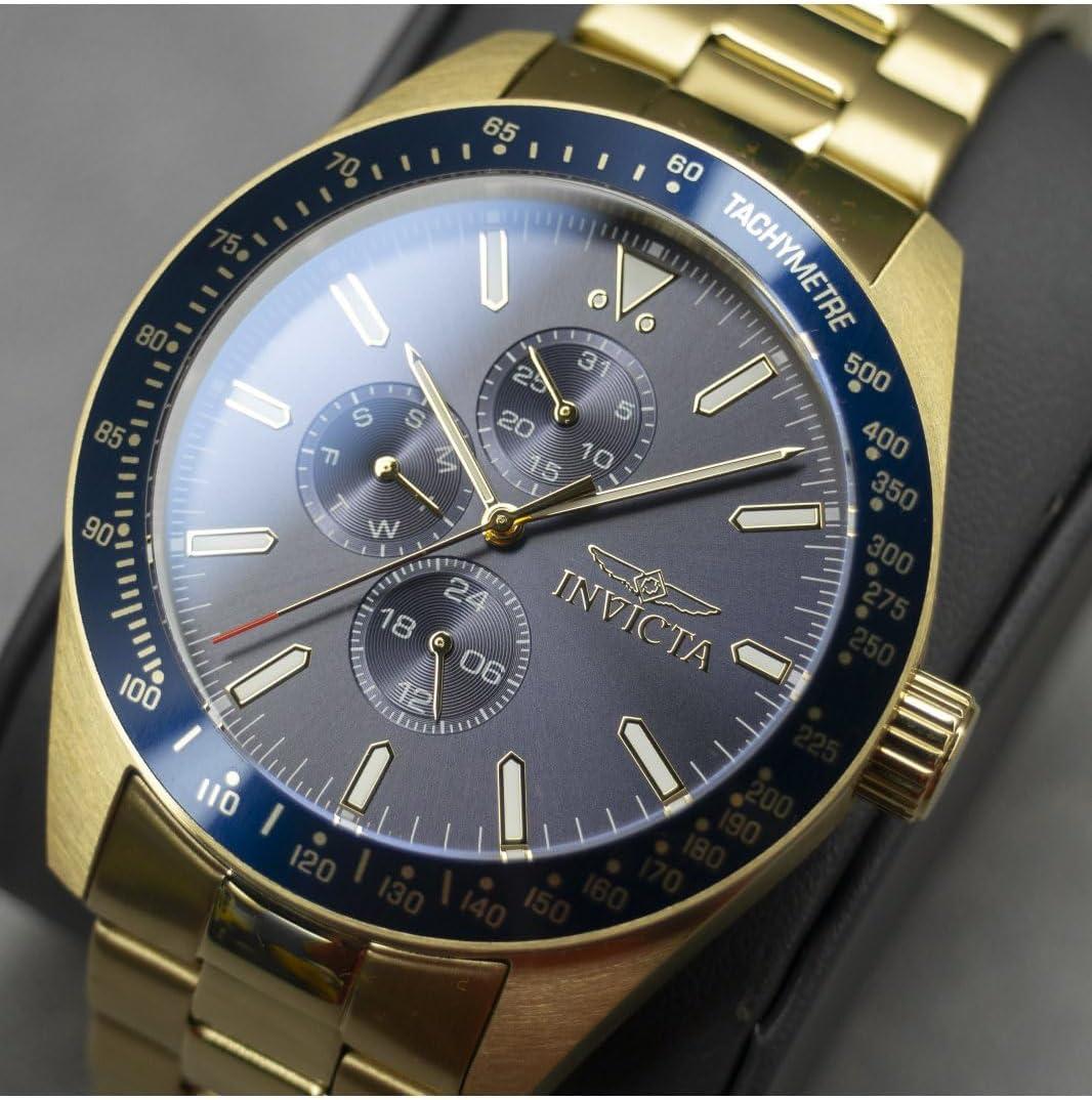 image:imageInvicta Aviator Men 45mm Stainless Steel Gold Blue dial VH67 Quartz