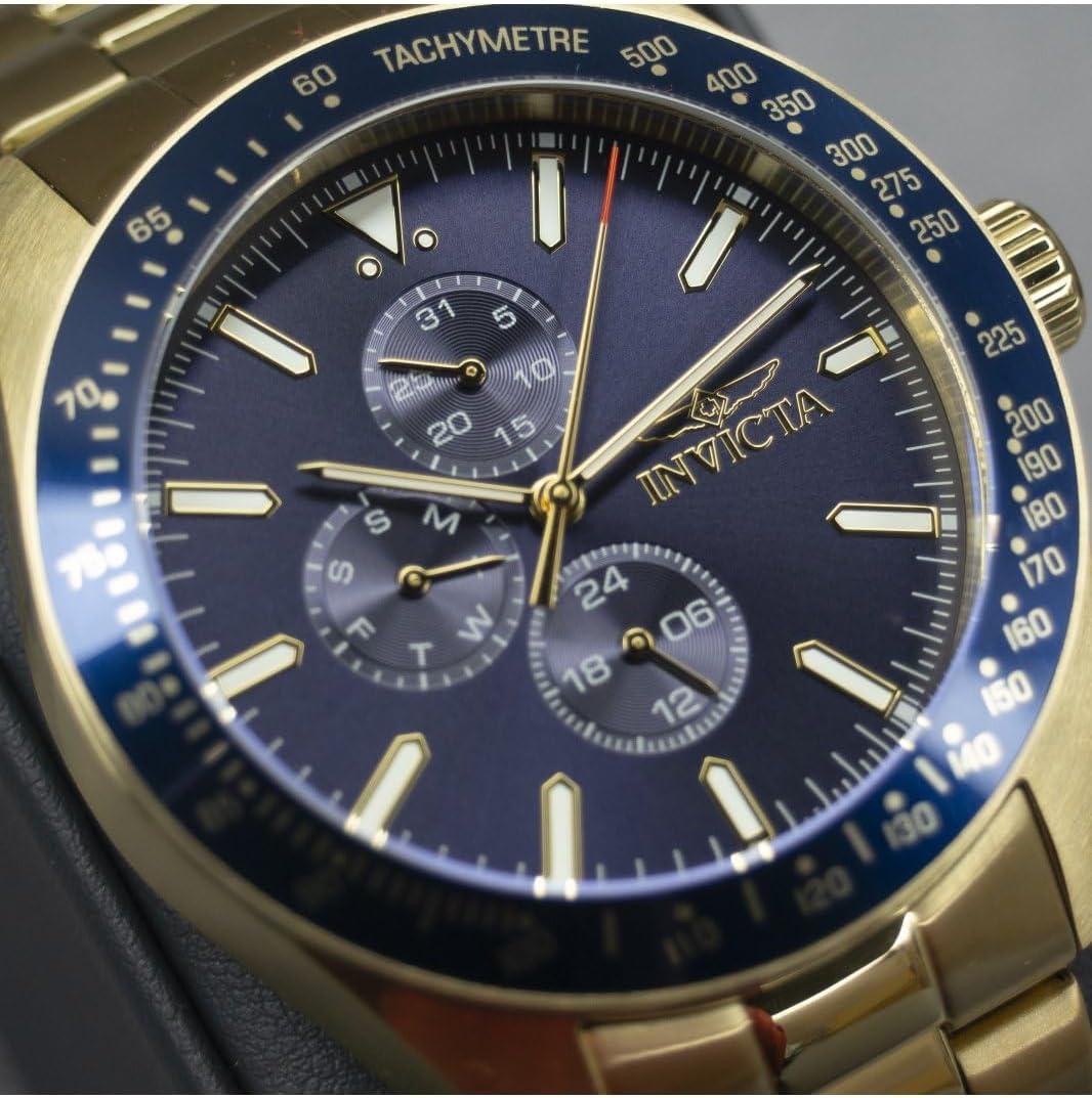 image:imageInvicta Aviator Men 45mm Stainless Steel Gold Blue dial VH67 Quartz