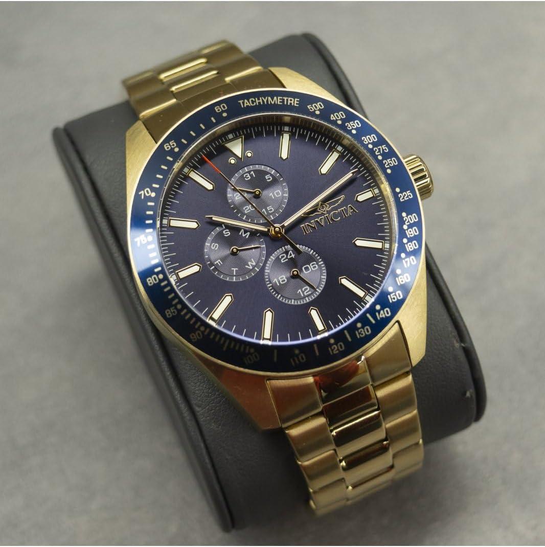 image:imageInvicta Aviator Men 45mm Stainless Steel Gold Blue dial VH67 Quartz