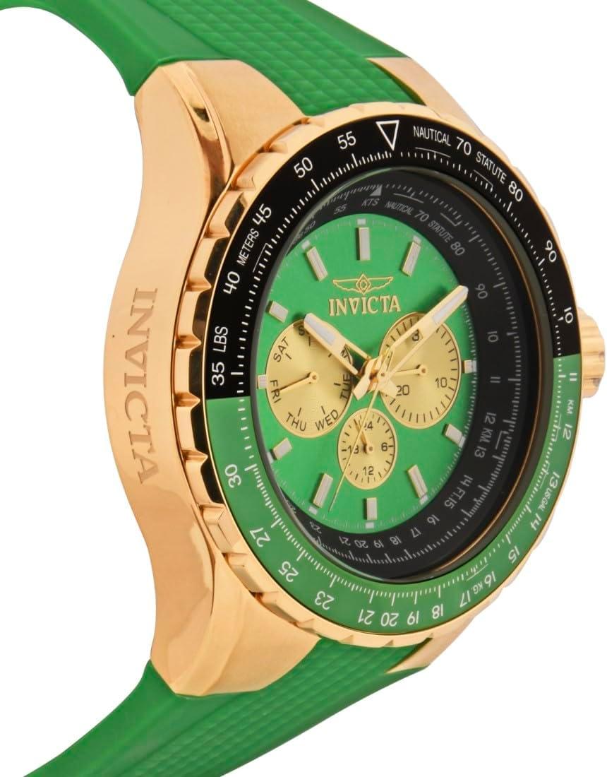 image:imageInvicta Aviator Men 50mm Stainless Steel Gold GoldGreen dial VH63 Quartz
