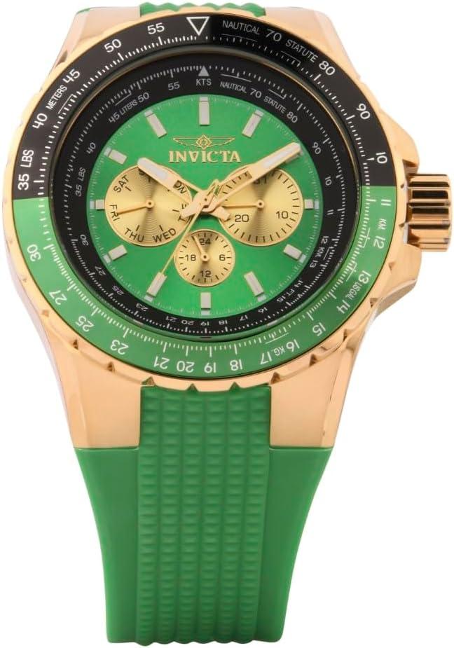 image:imageInvicta Aviator Men 50mm Stainless Steel Gold GoldGreen dial VH63 Quartz
