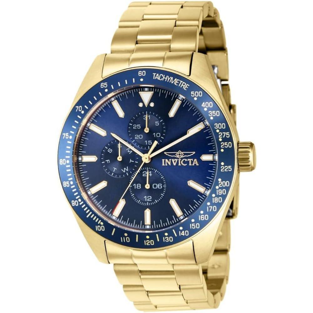 image:imageInvicta Aviator Men 45mm Stainless Steel Gold Blue dial VH67 Quartz