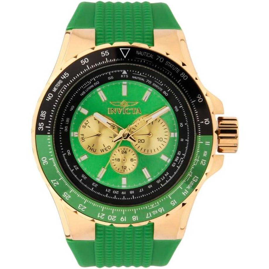 image:imageInvicta Aviator Men 50mm Stainless Steel Gold GoldGreen dial VH63 Quartz